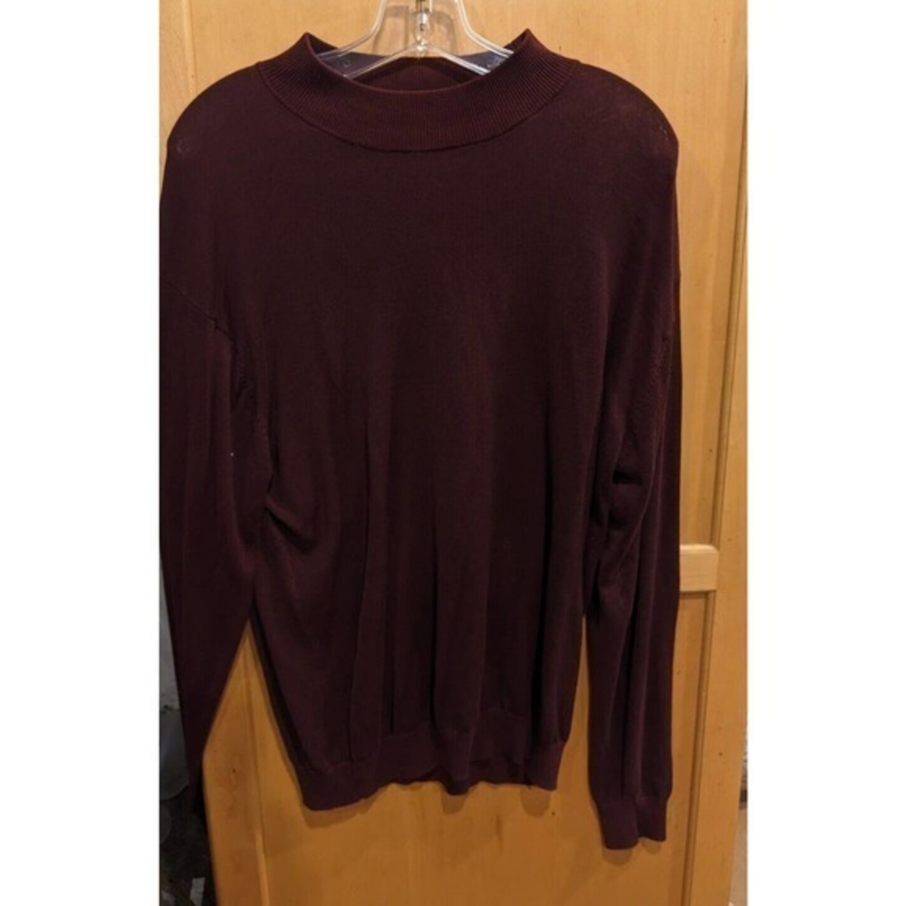 PRONTO-UOMO Men's Large maroon Long Sleeve‎ Sweater 55% Silk & 45% Cotton
